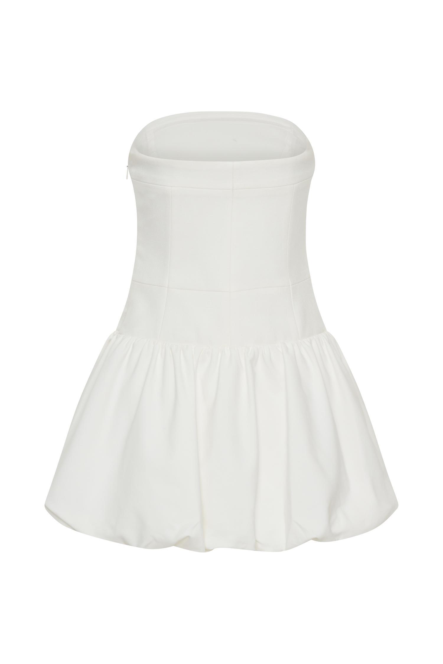 Clementina Strapless Bubble Mini Dress - White Product Image