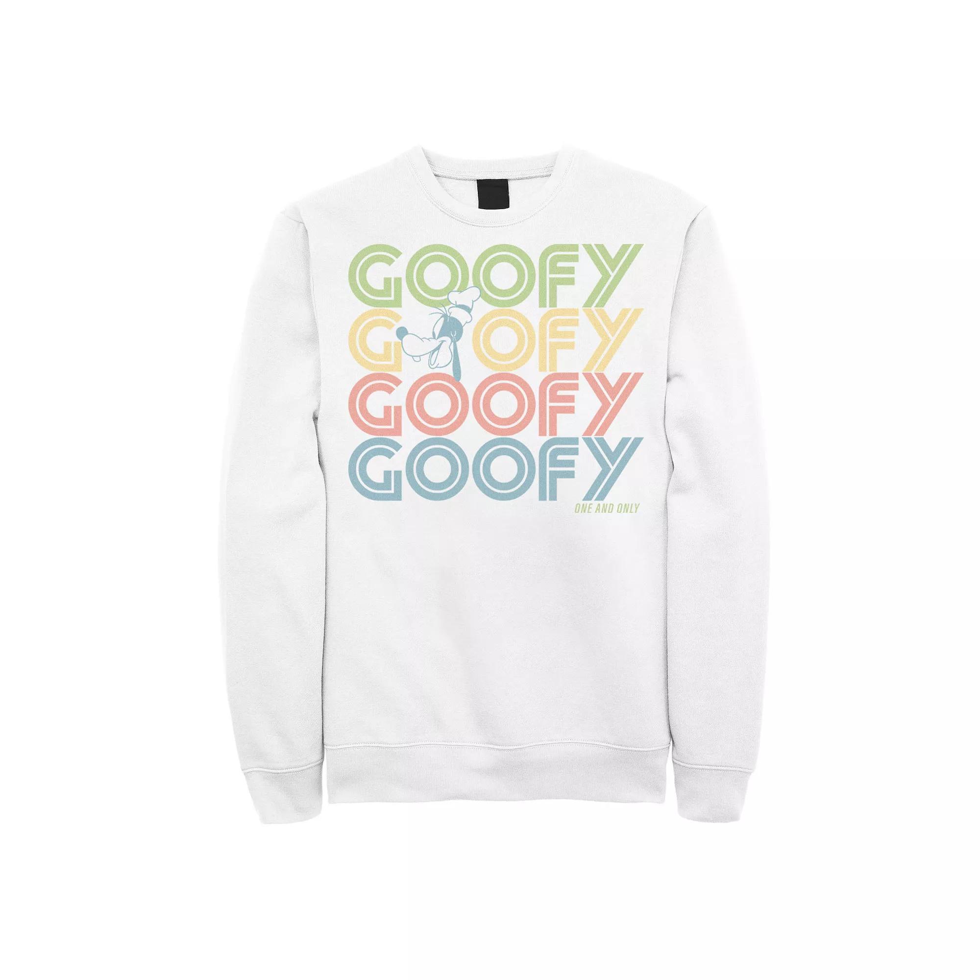 Disney's Goofy Head Portrait Name Stack Men's Sweatshirt, Size: XL, White Product Image