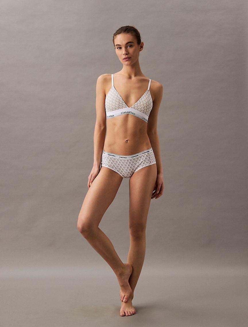 Calvin Klein Womens Icon Cotton Modal Lightly Lined Triangle Bralette - Green Product Image