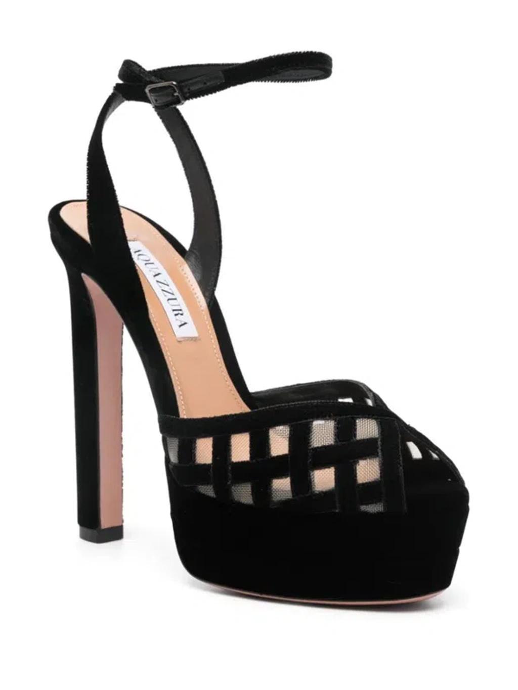 AQUAZZURA Romance Plateau 130 Sandals Black Product Image