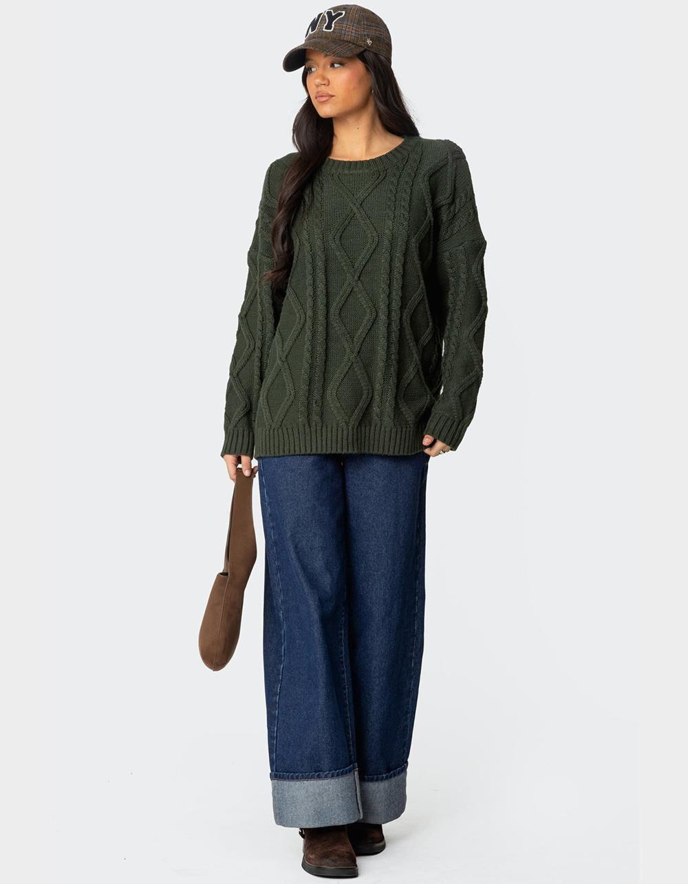 EDIKTED Kennedy Oversized Cable Knit Sweater Product Image