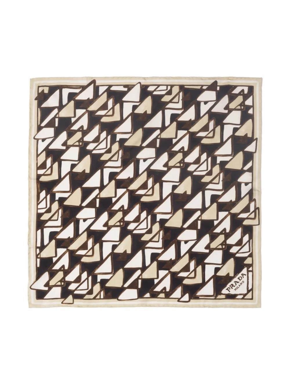 PRADA Geometric-print Silk Scarf In Black Multi Product Image