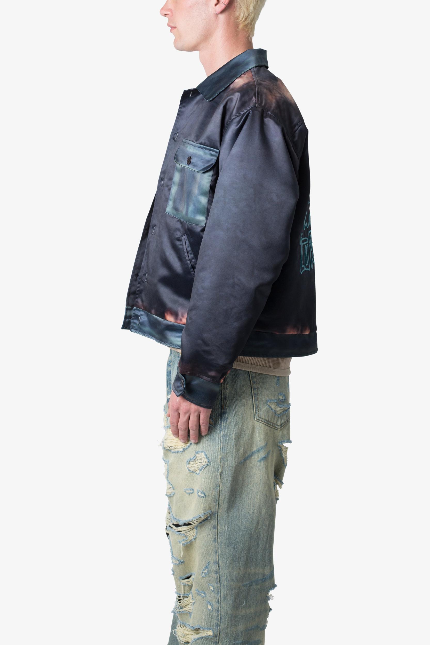 Satin Bomber Jacket - Washed Black Product Image