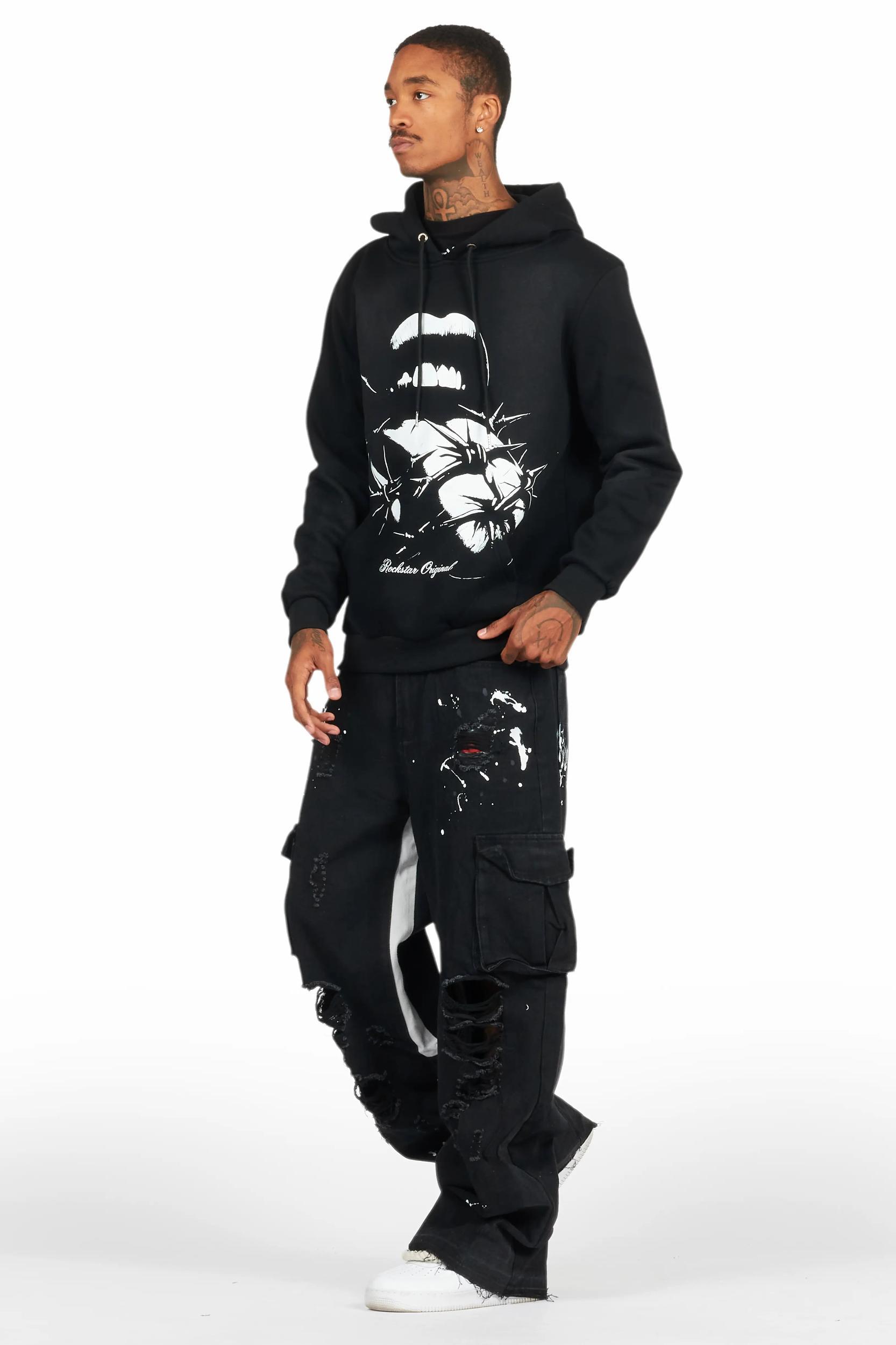 Schmear Black Graphic Hoodie Male Product Image