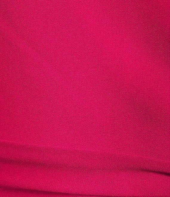 Leslie Fay Chiffon Crepe V Neck Flutter Sleeve Tie Sash A-Line Dress Product Image