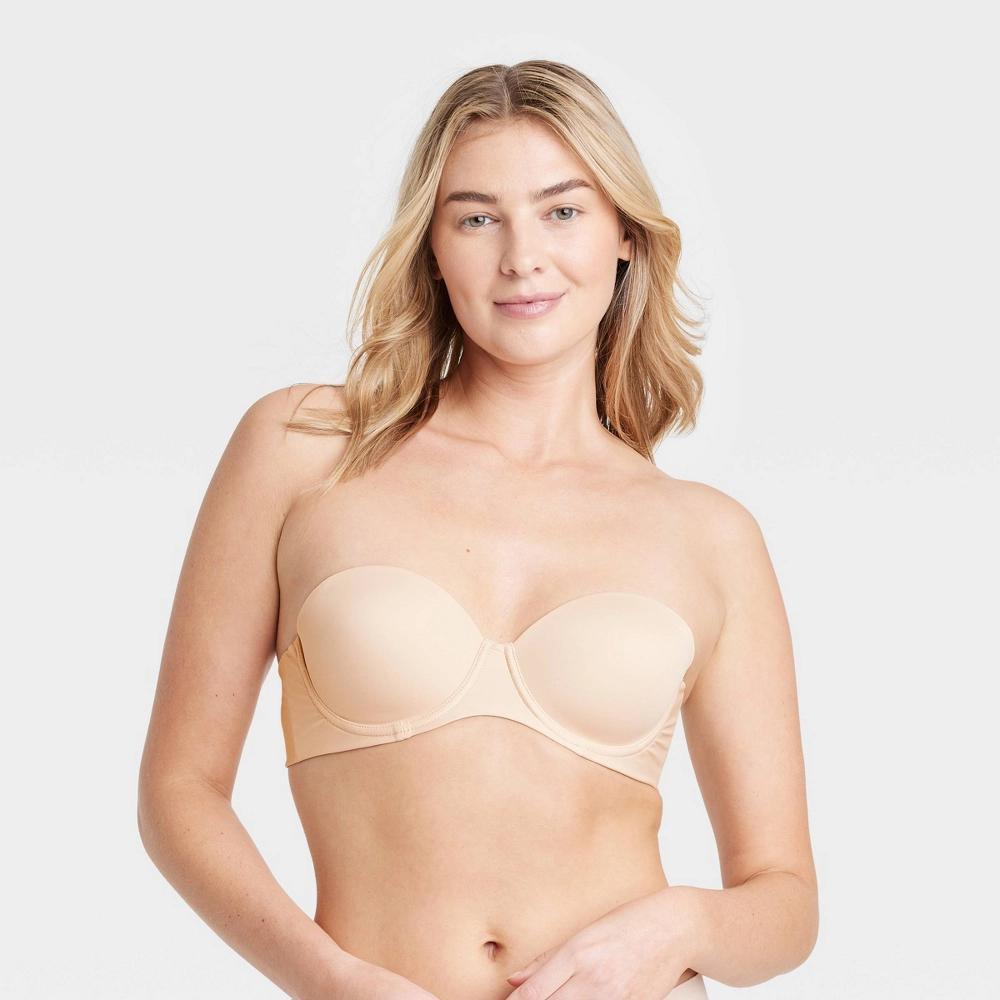 Womens Lightly Lined Strapless Bra - Auden Beige 36B Product Image