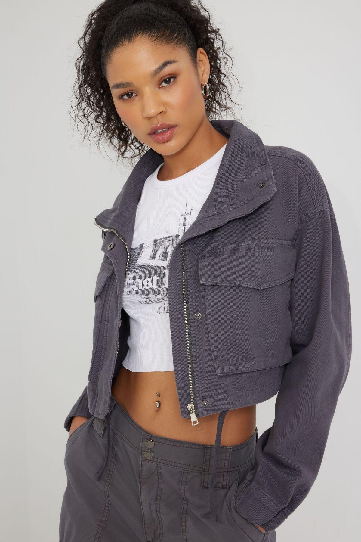 Cropped Utility Denim Jacket Product Image