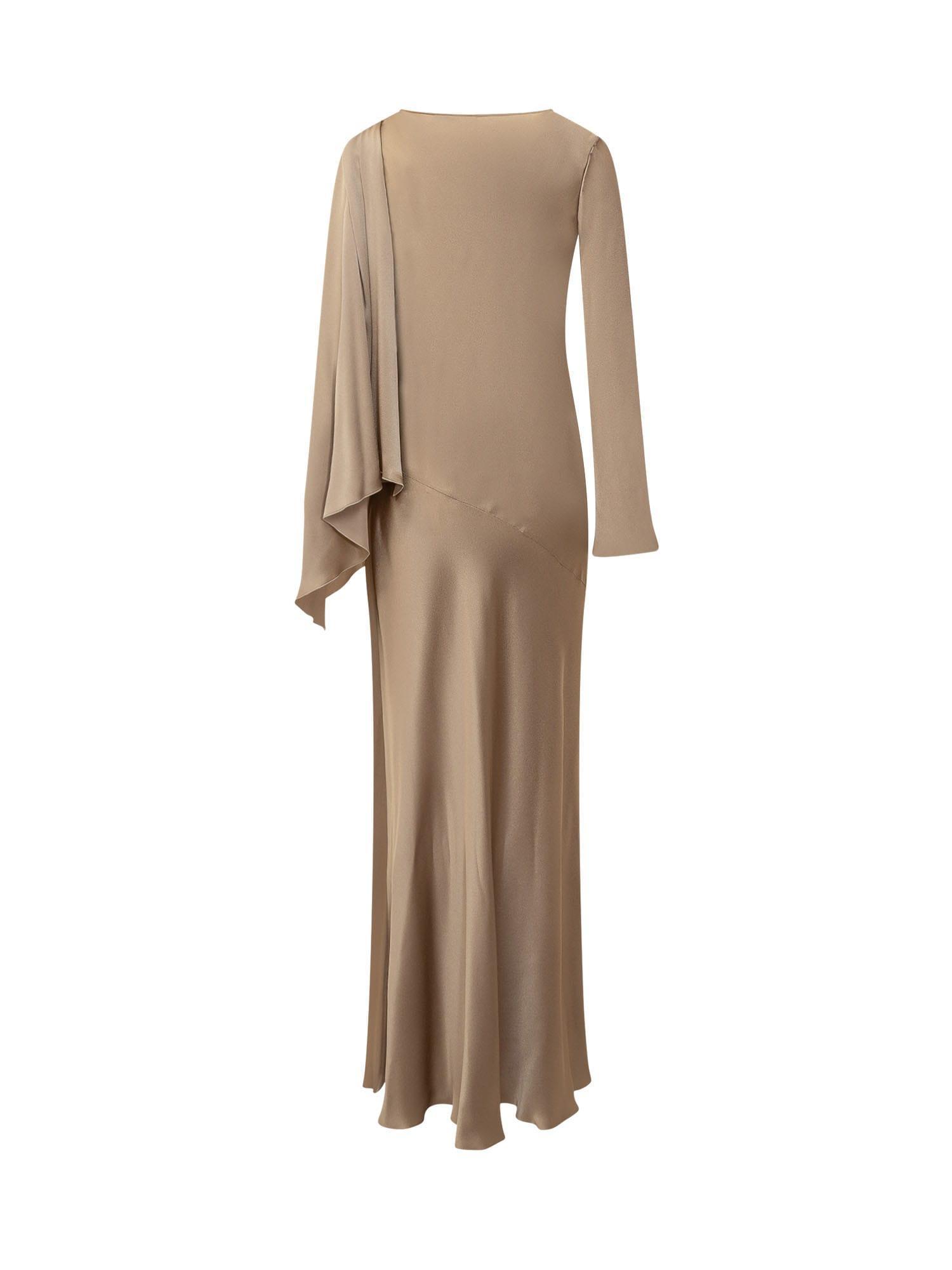 ALBERTA FERRETTI Satin Dress In Beige Product Image