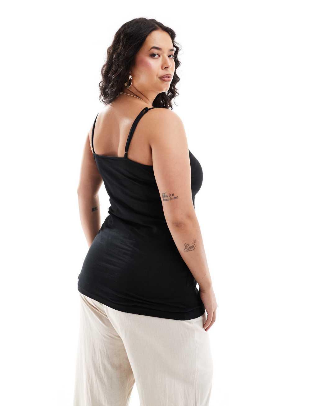 Yours cami tank top in black  Product Image