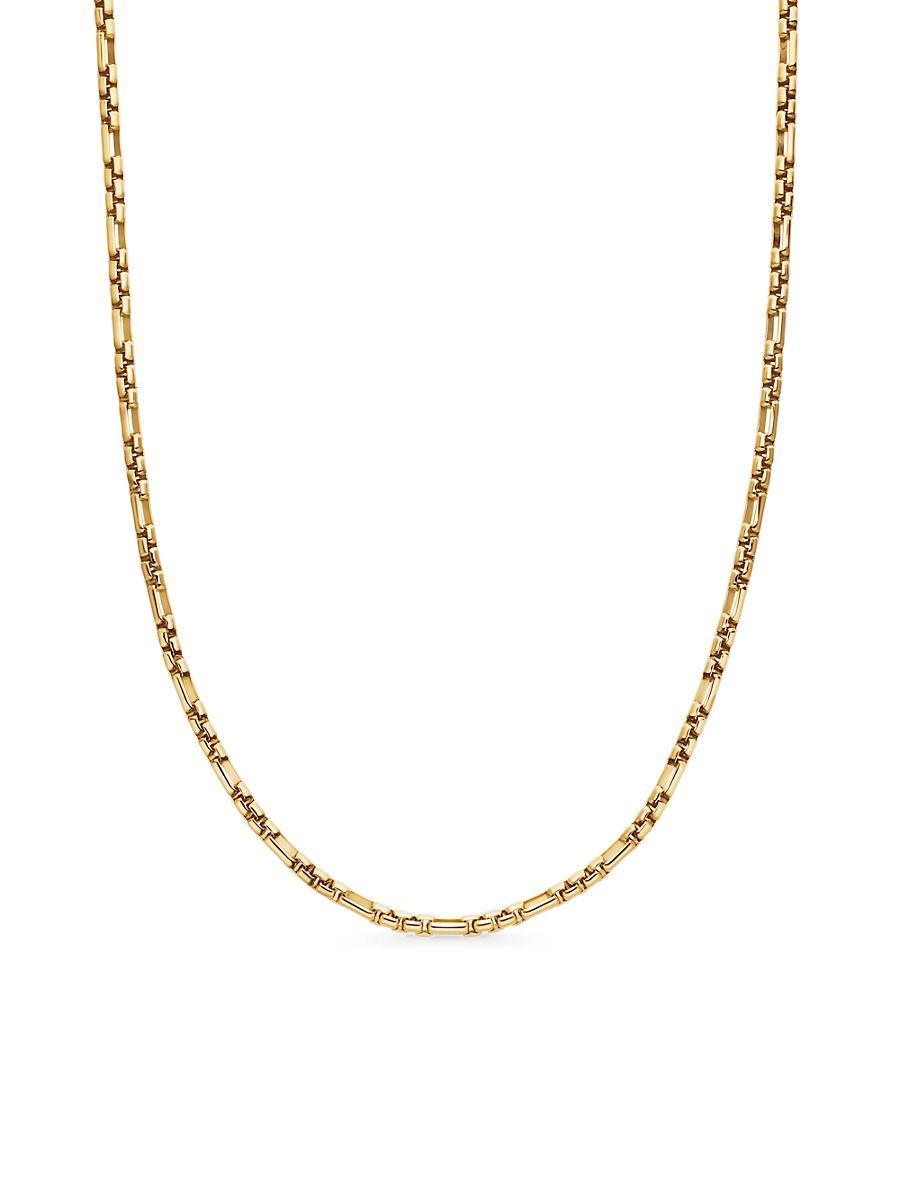 Mens Open Station Box Chain Necklace in 18K Yellow Gold, 3MM Product Image