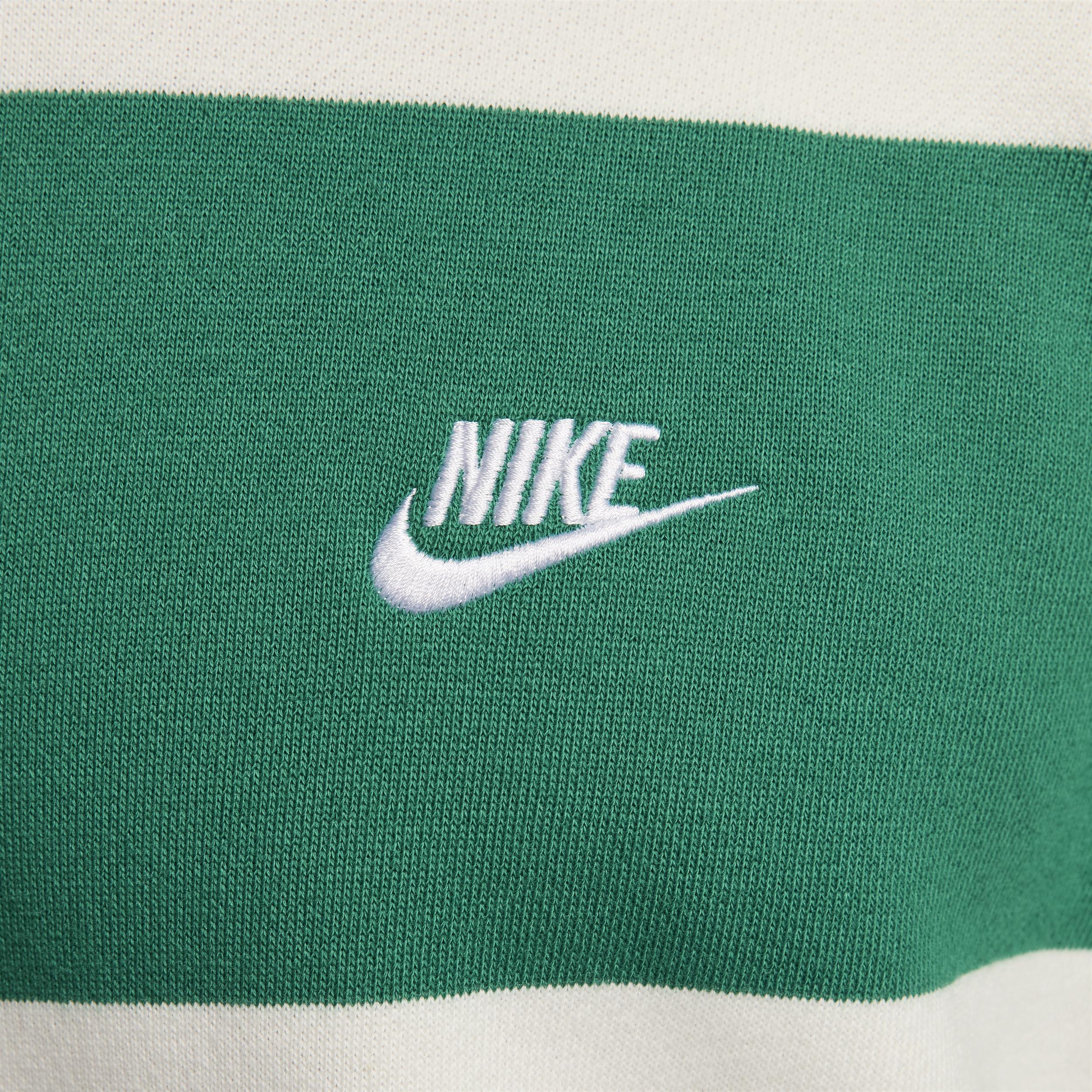 Nike Mens Nike Club Stripe Heavyweight French Terry Crew - Mens Malachite/White/Sail Product Image