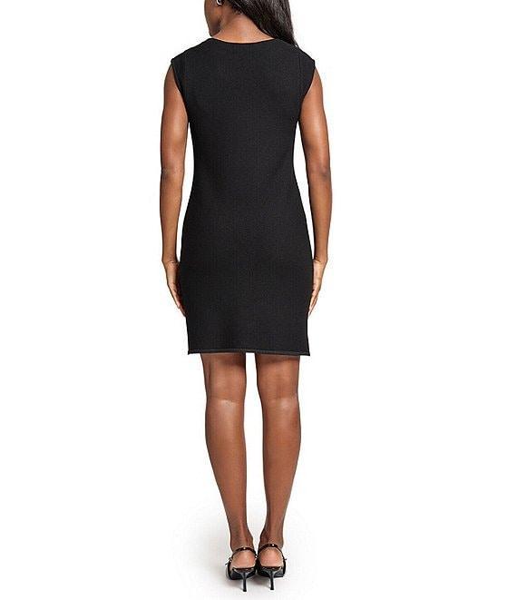 Ming Wang Knit Boat Neck Cap Sleeve Chain Front Dress Product Image