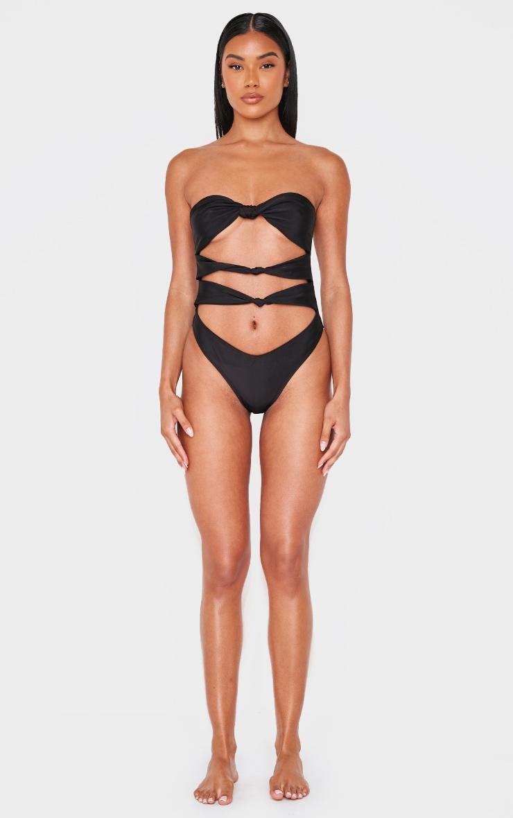 Black Cut Out Knot Swimsuit Product Image