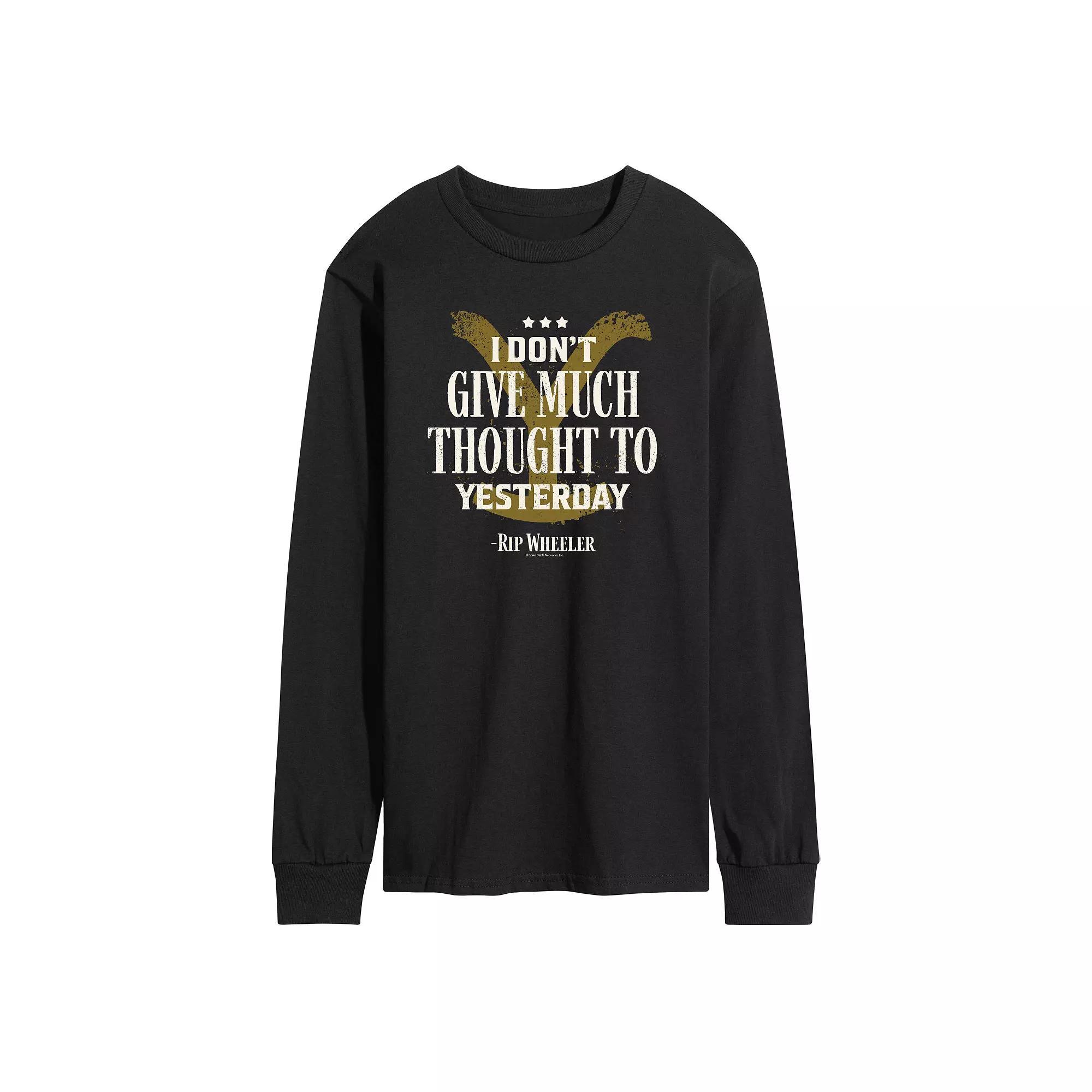 Men's Yellowstone Don't Give Much Thought Long Sleeve Graphic Tee, Size: Large, Black Product Image