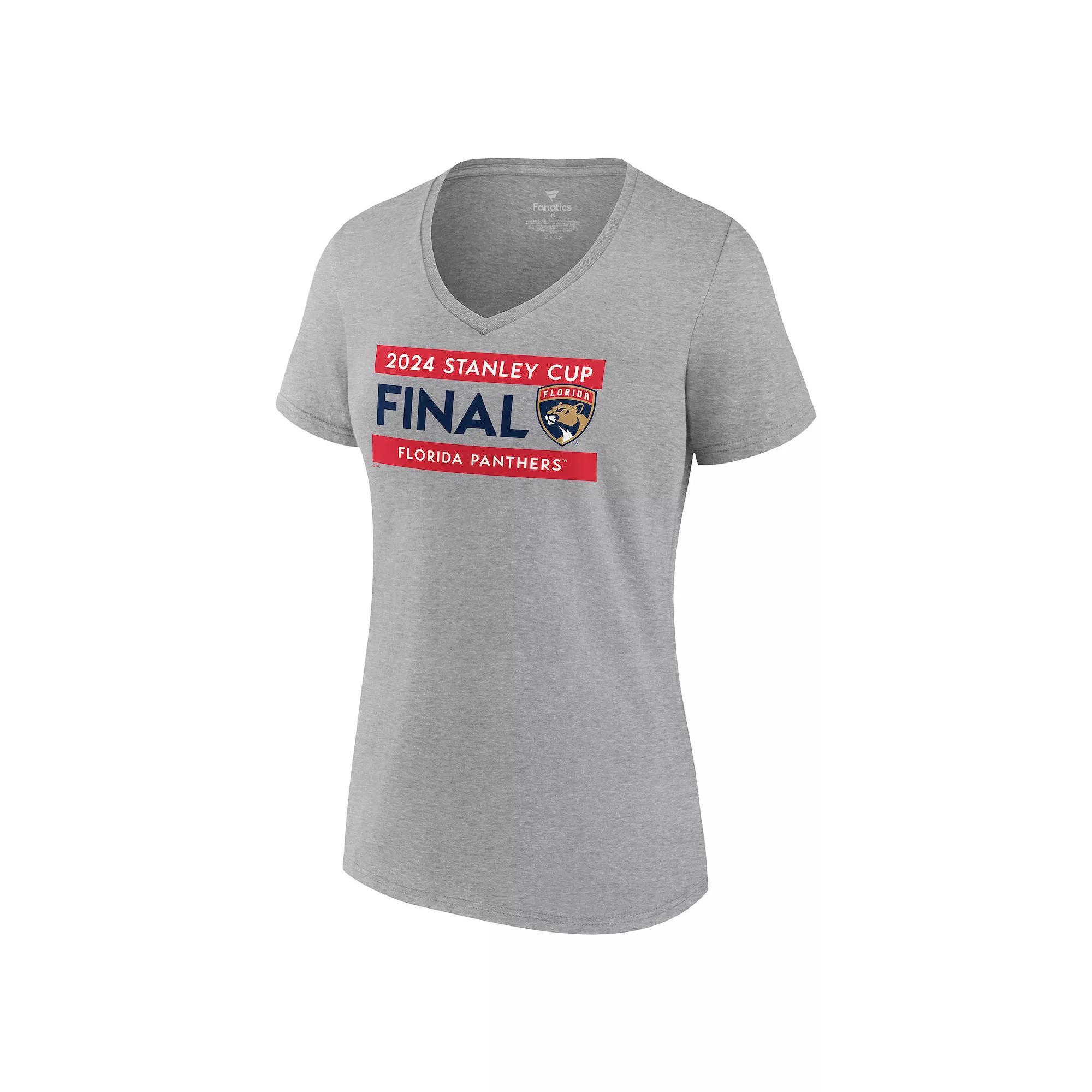 Women's Fanatics NHL Florida Panthers 2024 Conference Finals Champs Roster V-Neck Tee, Size: XXL, Pnt Gray Product Image