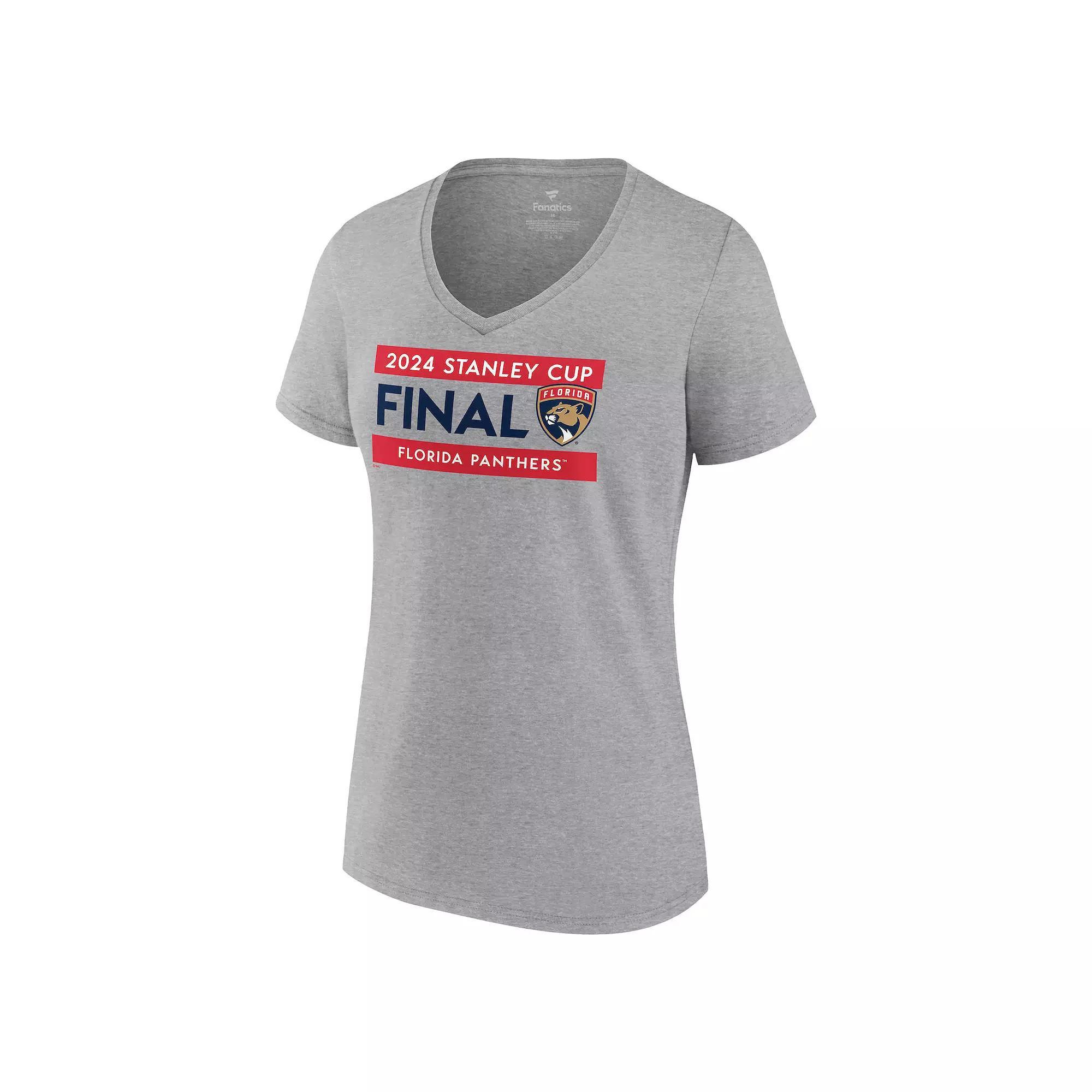 Women's Fanatics NHL Florida Panthers 2024 Conference Finals Champs Roster V-Neck Tee, Size: XXL, Pnt Gray Product Image