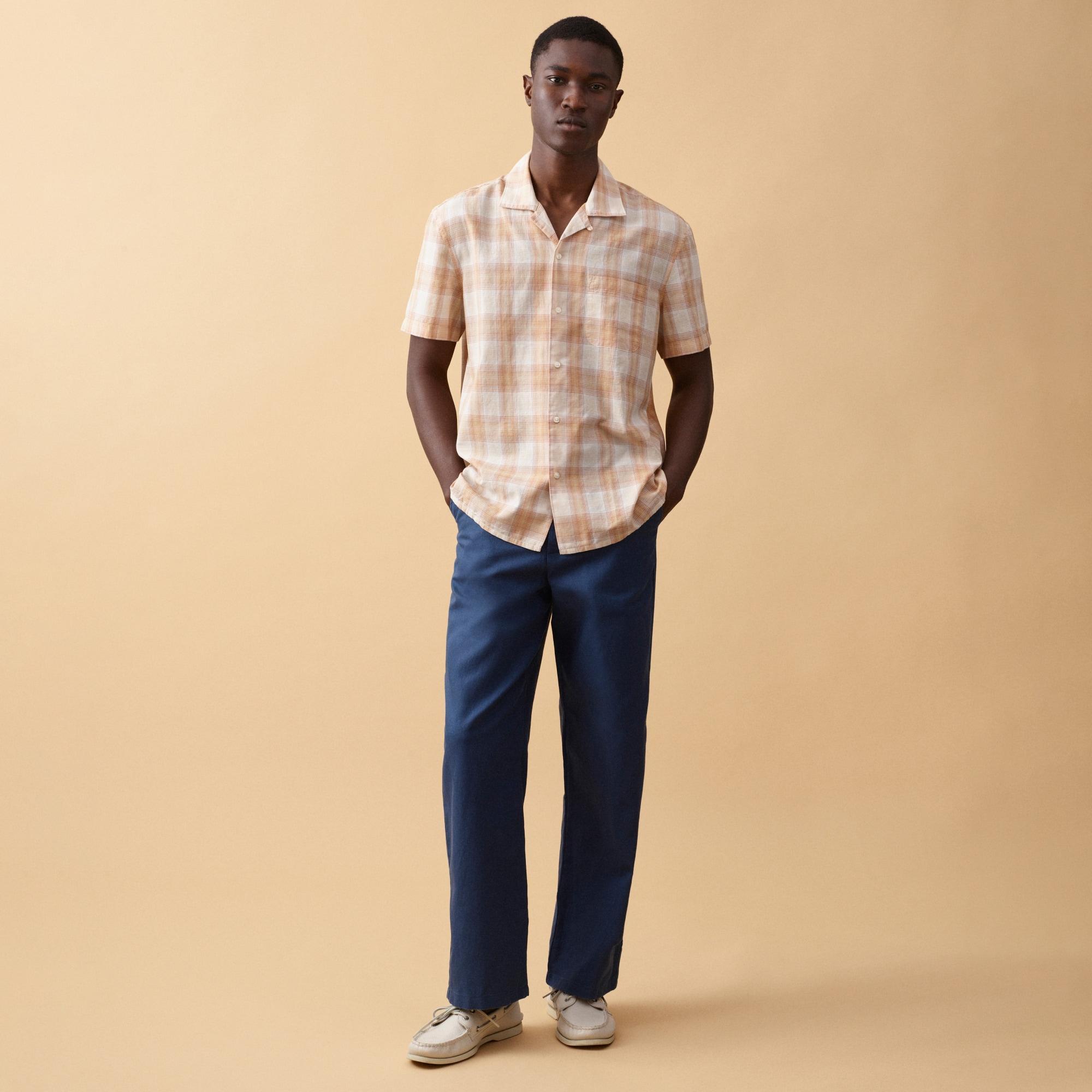 Short-sleeve cotton gauze camp-collar shirt Product Image