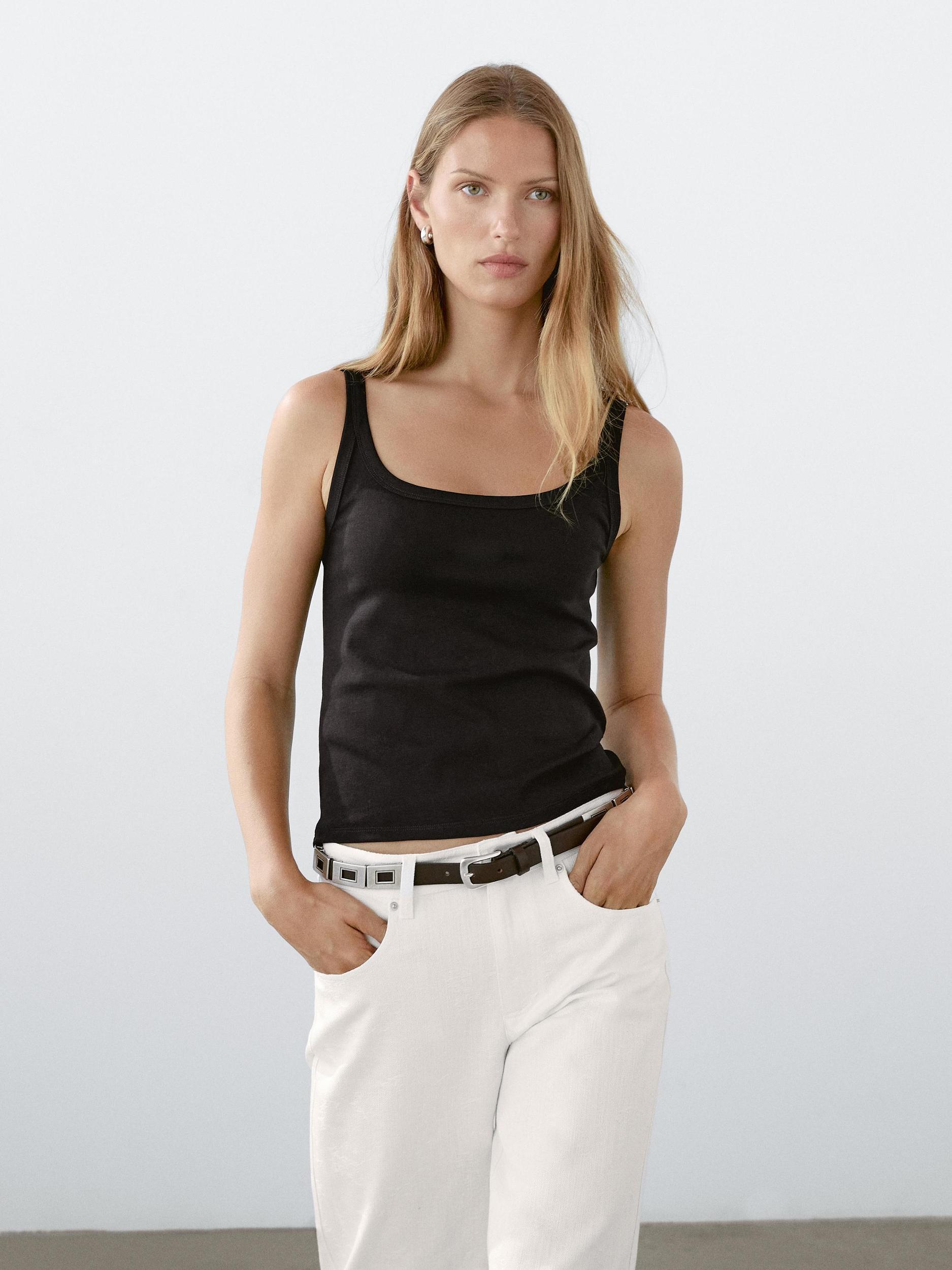 Cotton blend tank top Product Image