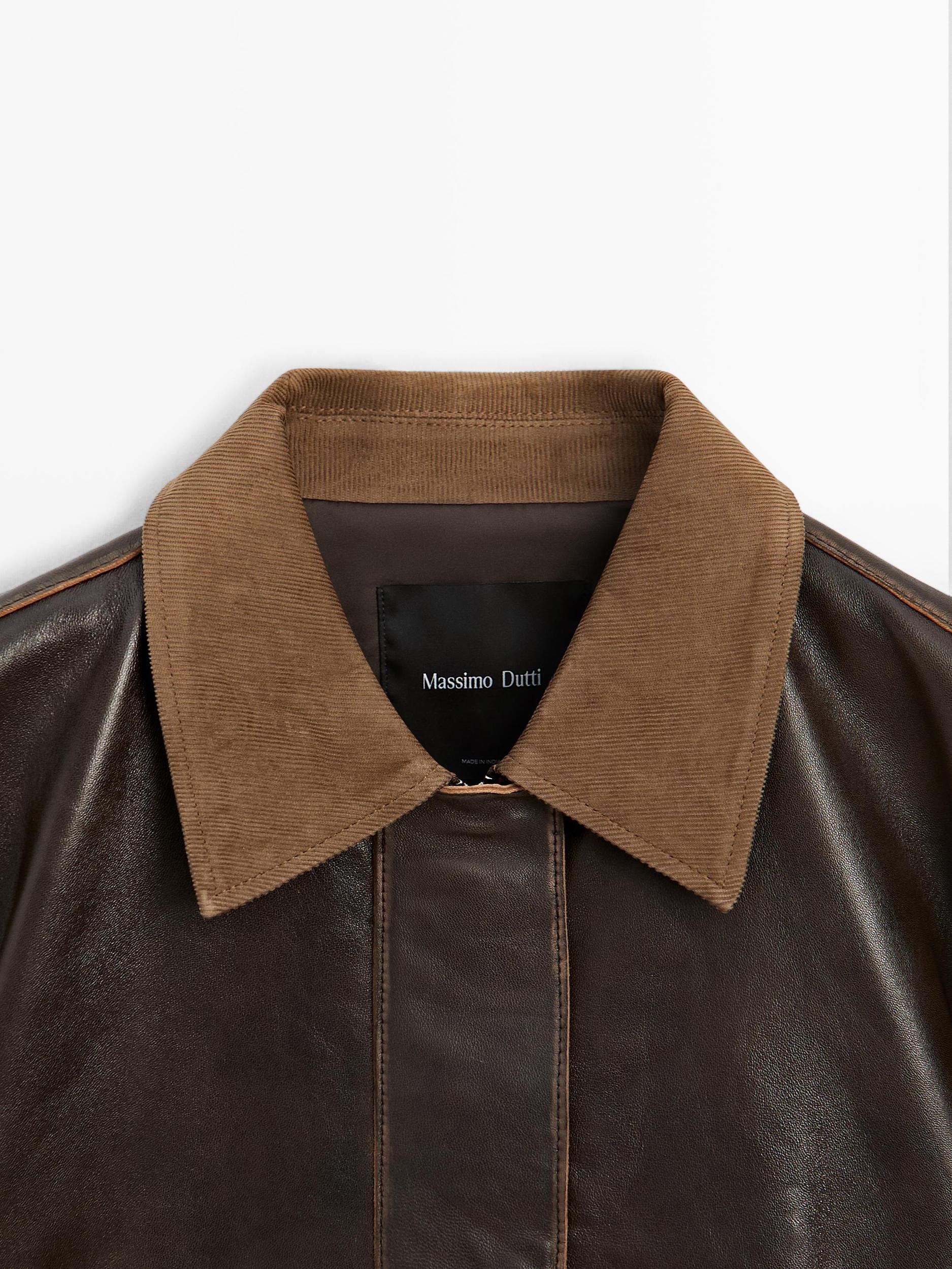 Nappa leather parka with corduroy detail Product Image