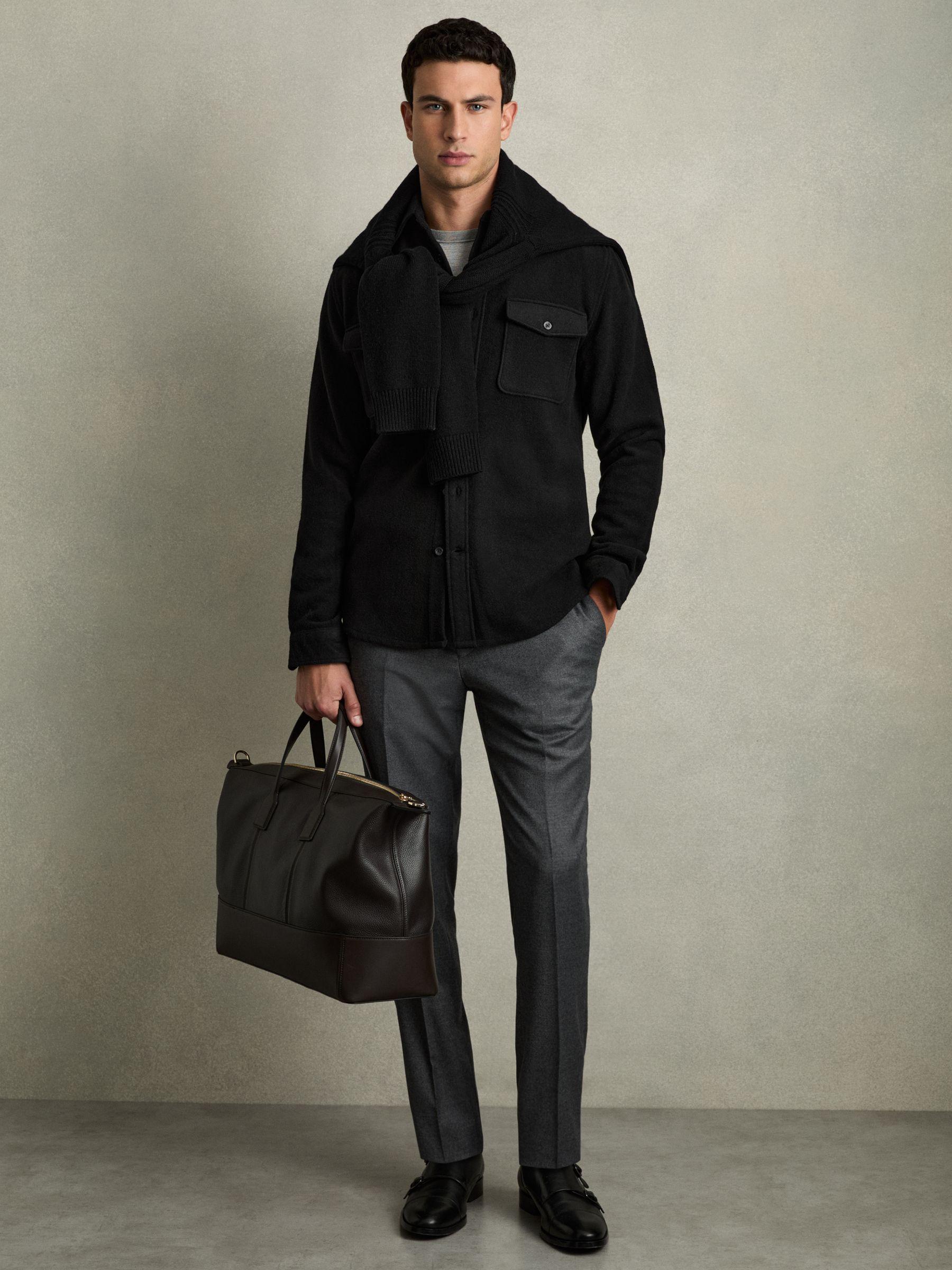 Twin-Pocket Overshirt With Wool in Black Product Image
