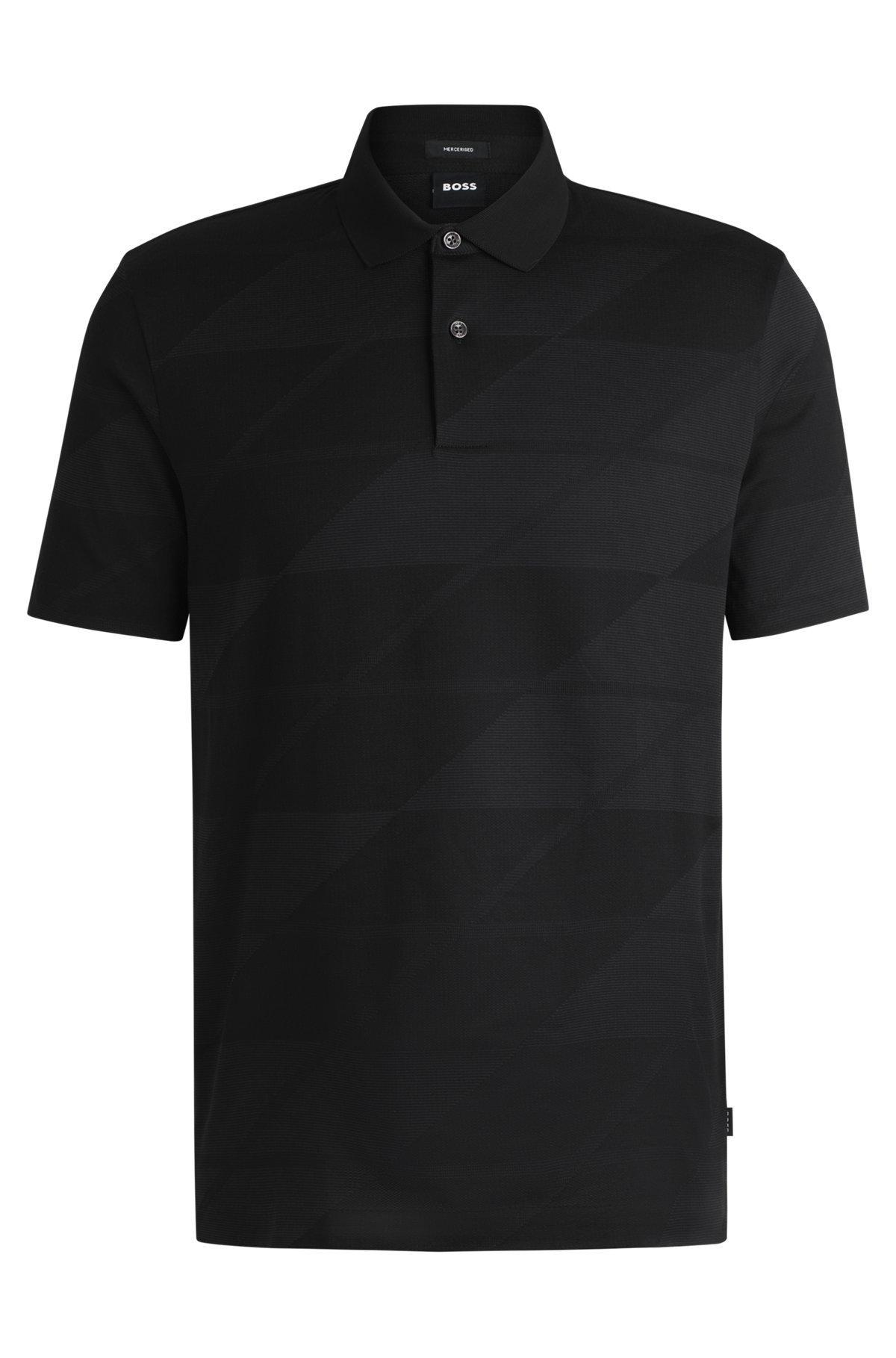 Mercerized-cotton polo shirt with jacquard pattern Product Image