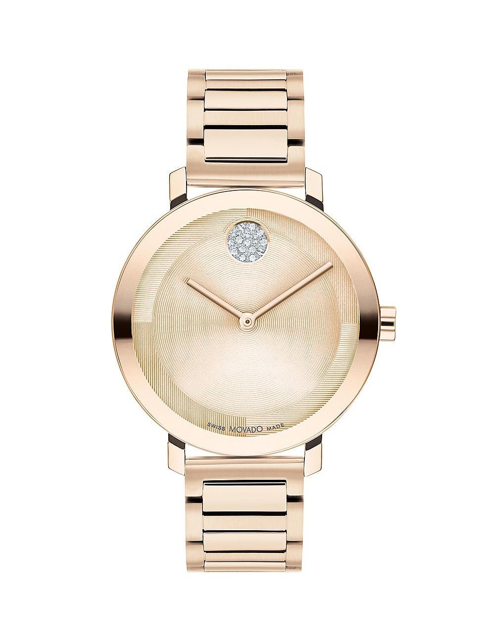 Movado Bold Womens Evolution 2.0 Quartz Analog Off White Leather Strap Watch Product Image