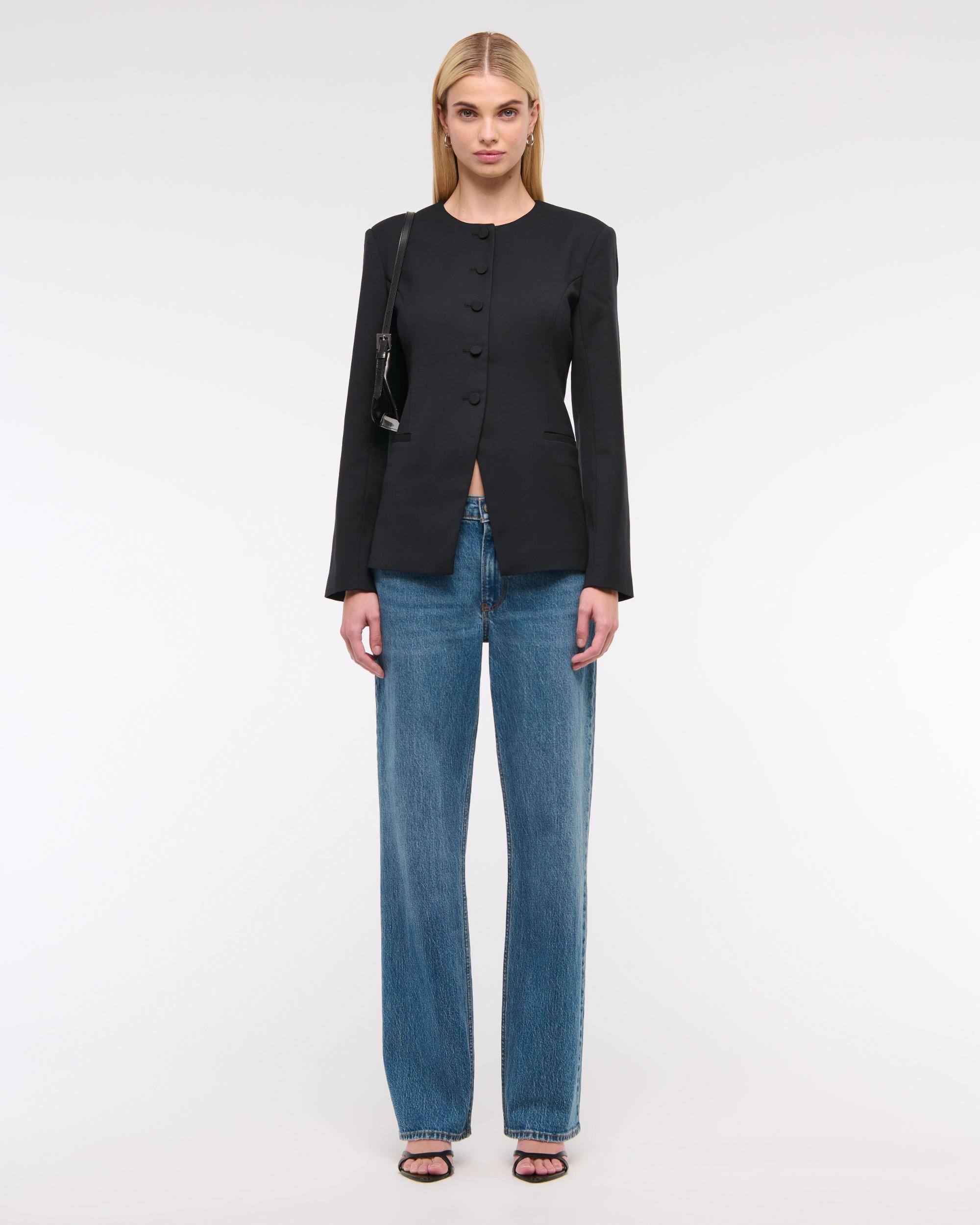 Collarless Suiting Blazer Product Image