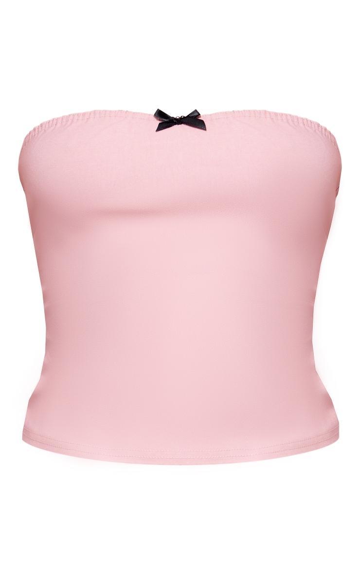 Dusty Pink Stretch Woven Small Bow Detail Tube Top Product Image