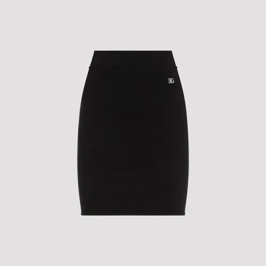 DOLCE & GABBANA Logo-plaque Mini Skirt In Black Product Image