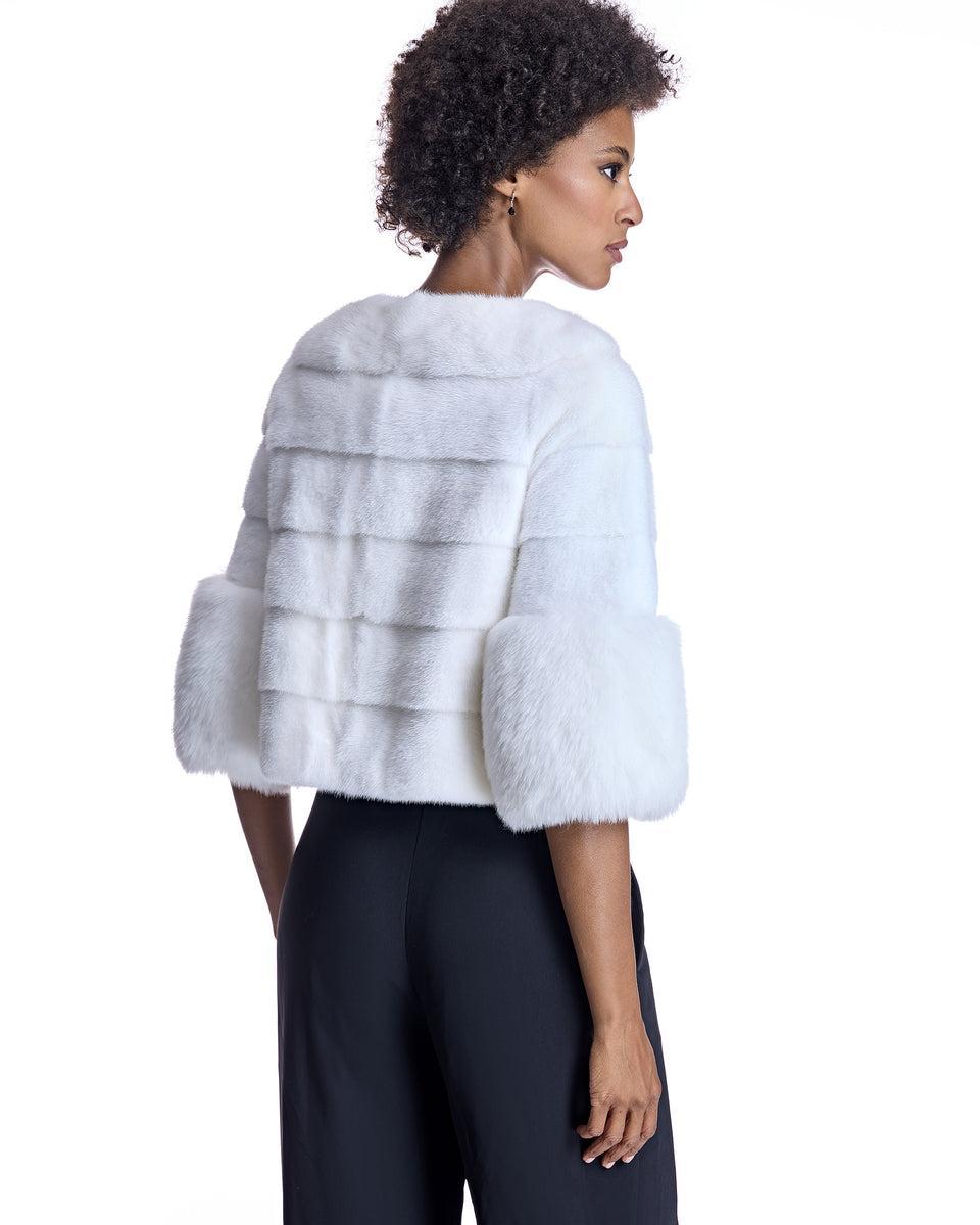 Cropped Mink Jacket with Fox Cuffs Product Image