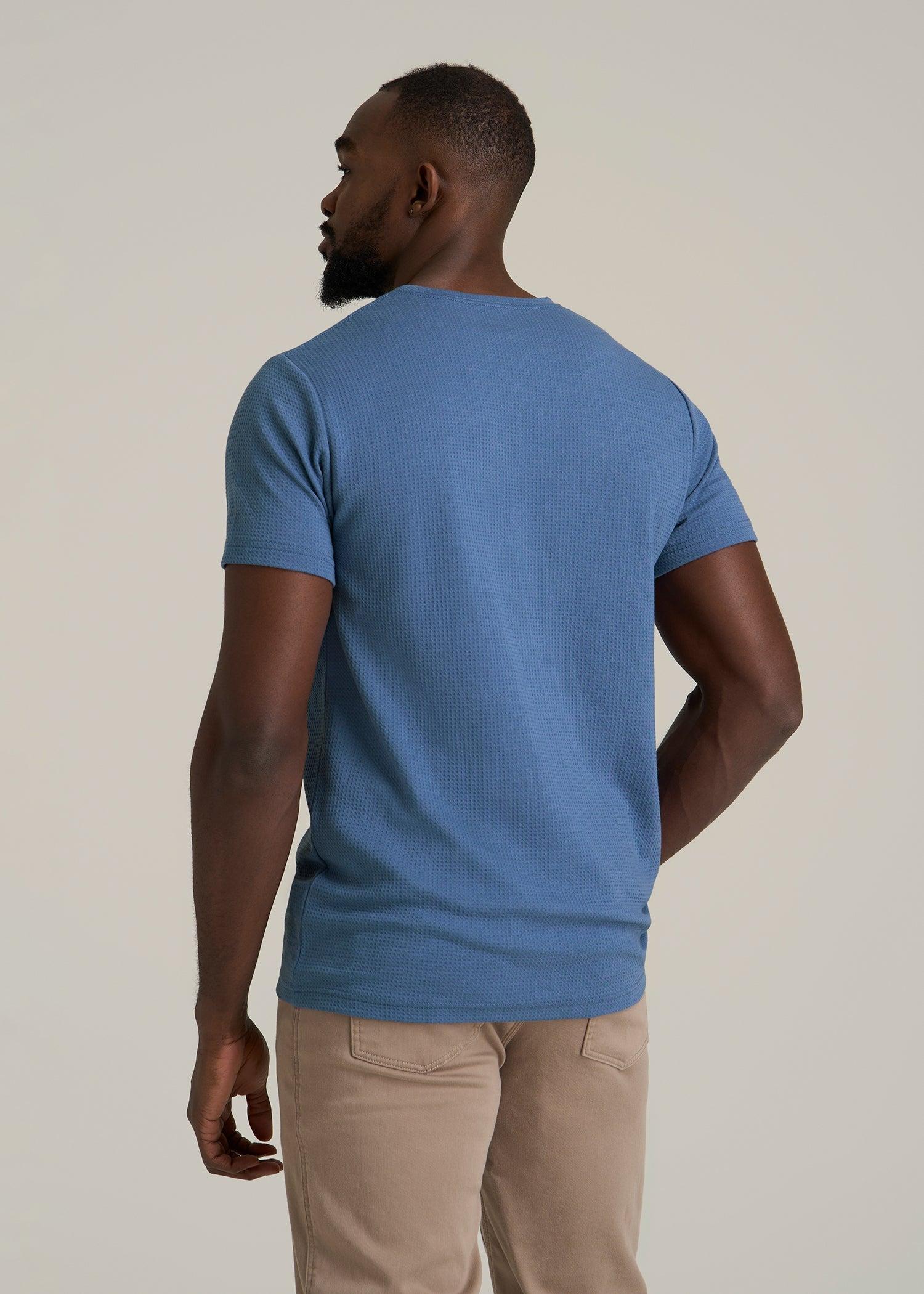 Cloud Knit Waffle Short Sleeve Tee for Tall Men in Deep Cobalt Male Product Image