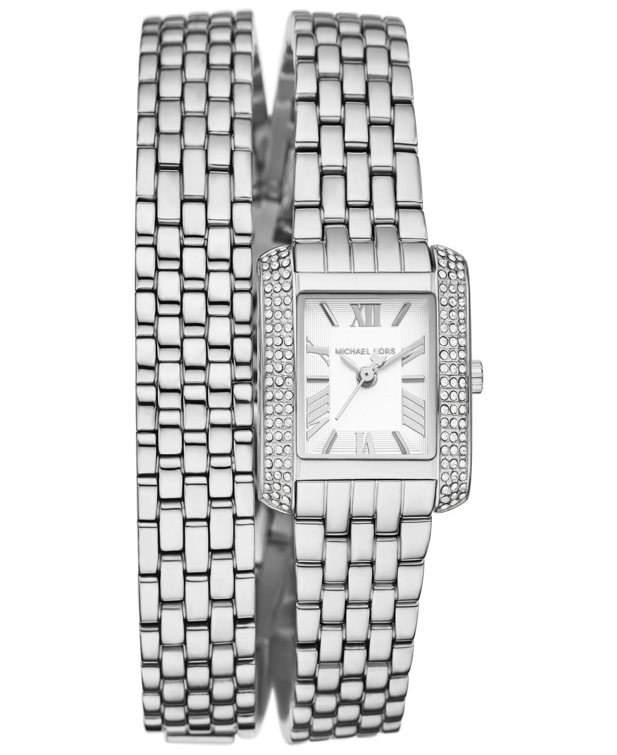 Michael Kors Womens Emery Crystal Three-Hand Stainless Steel Wrap Bracelet Watch Product Image