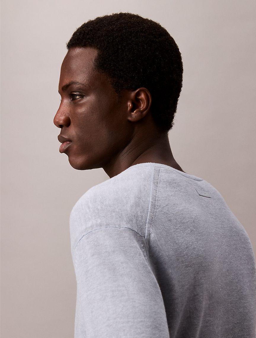 Linen Blend Double Layer Classic Sweater Product Image