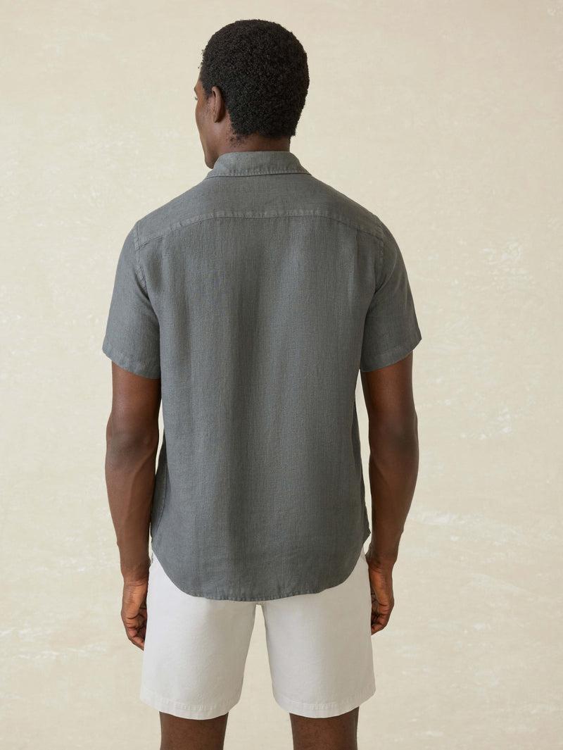 Short-Sleeve Palma Linen Shirt - Washed Black Basketweave Product Image