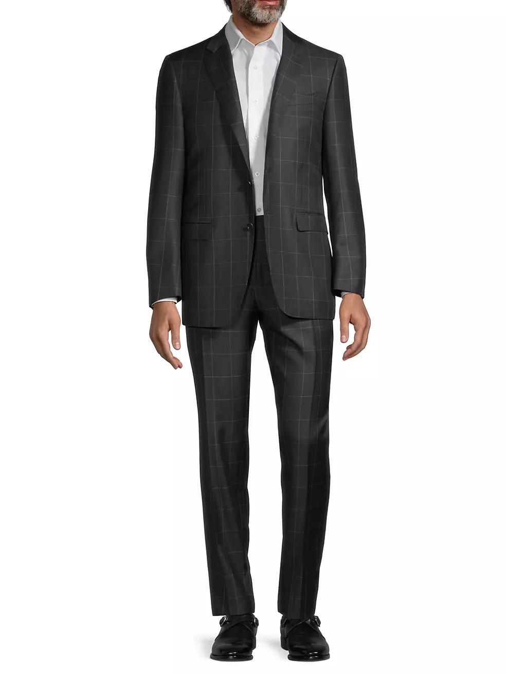 Windowpane Wool Suit Product Image