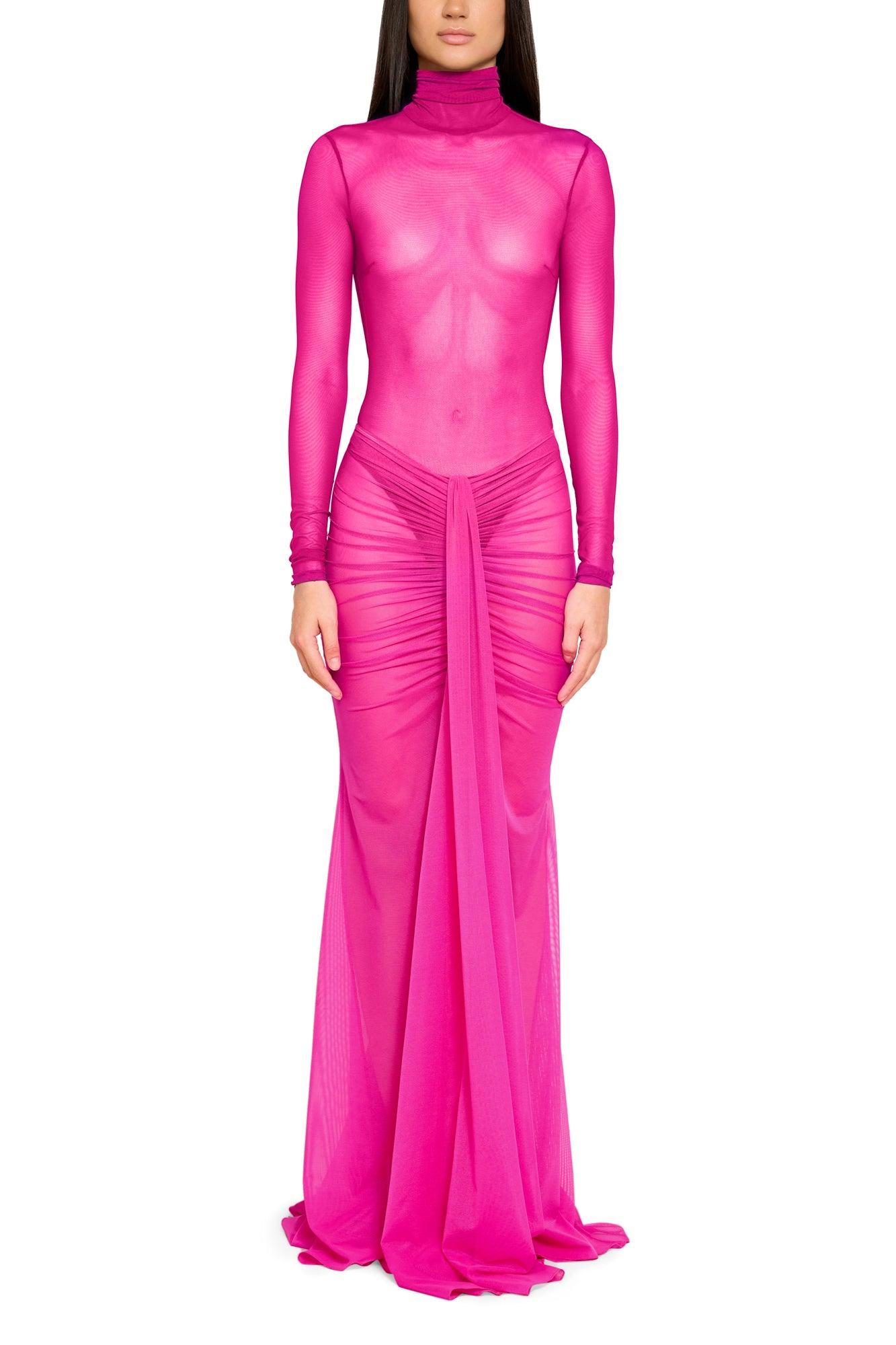 Mock Neck Mesh Bodysuit with Open Back Product Image