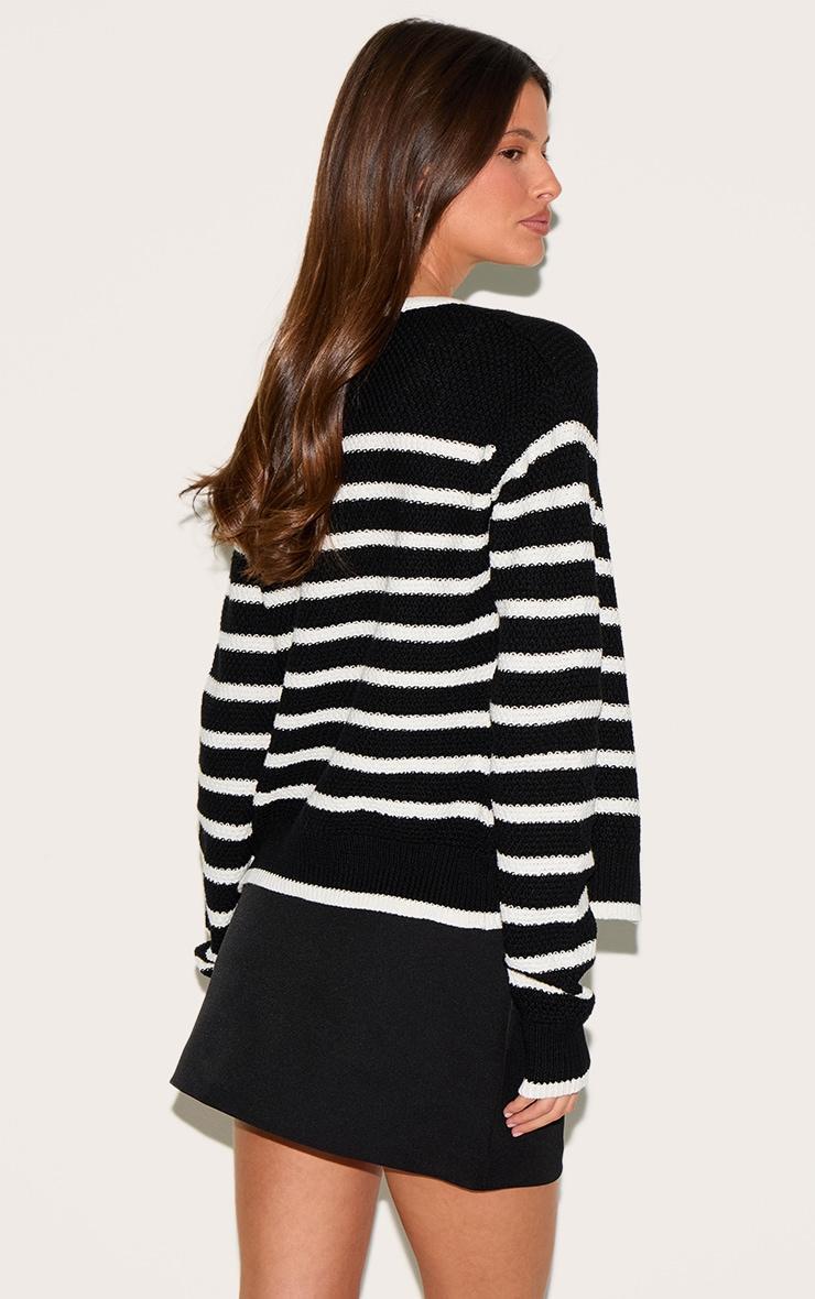 Black Stripe Knitted Cardigan Product Image