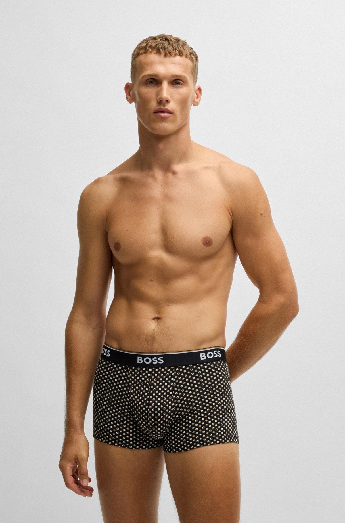 Three-pack of logo-waistband trunks in stretch cotton Product Image