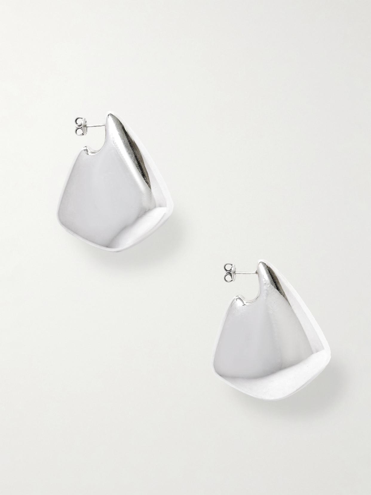 BOTTEGA VENETA Small Vahuo Fin Earrings In Silver Product Image