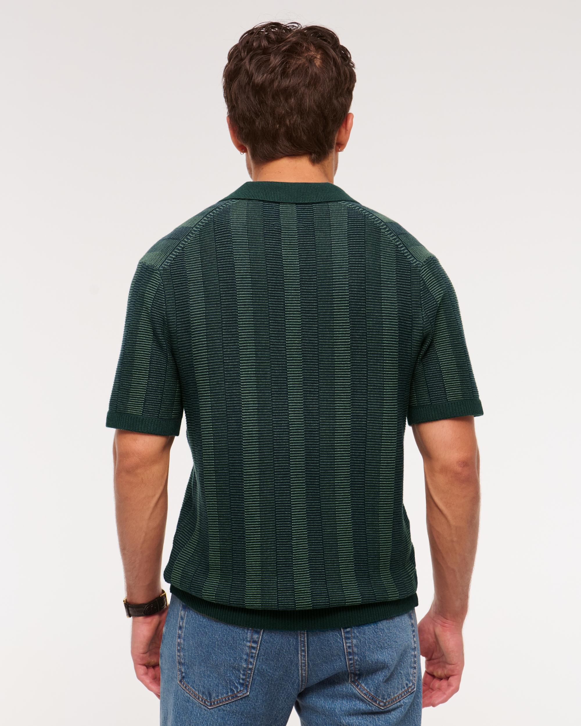 Contrast Textural Zip Sweater Polo Product Image