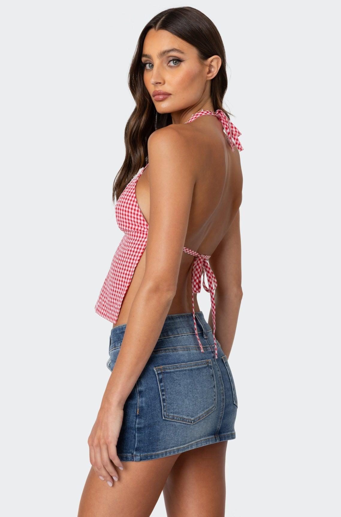 Charmaine Open Back Gingham Top Product Image