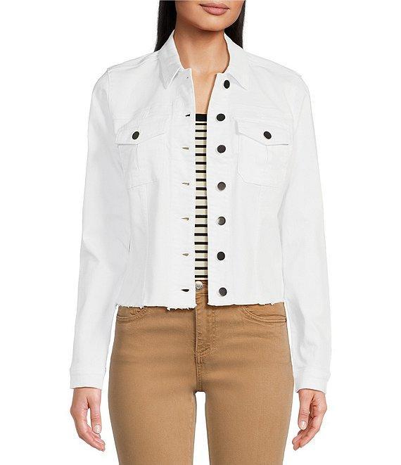 KUT from the Kloth Stretch Denim Point Collar Long Sleeve Jacket Product Image