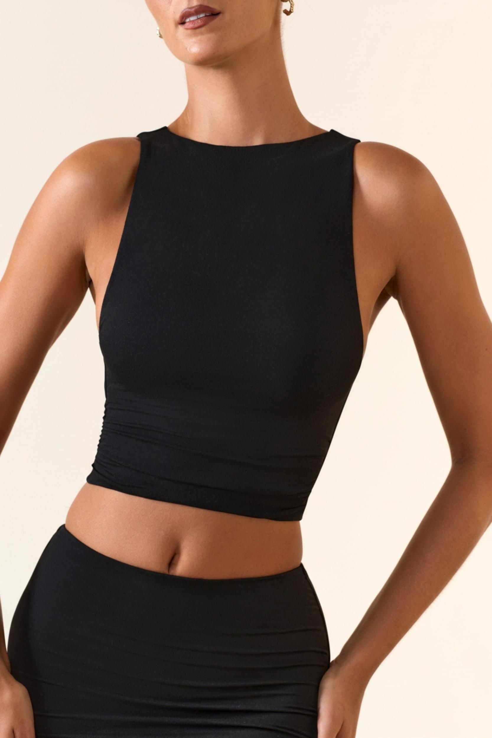 Modal Boat-Neck Tank Top in Black Product Image