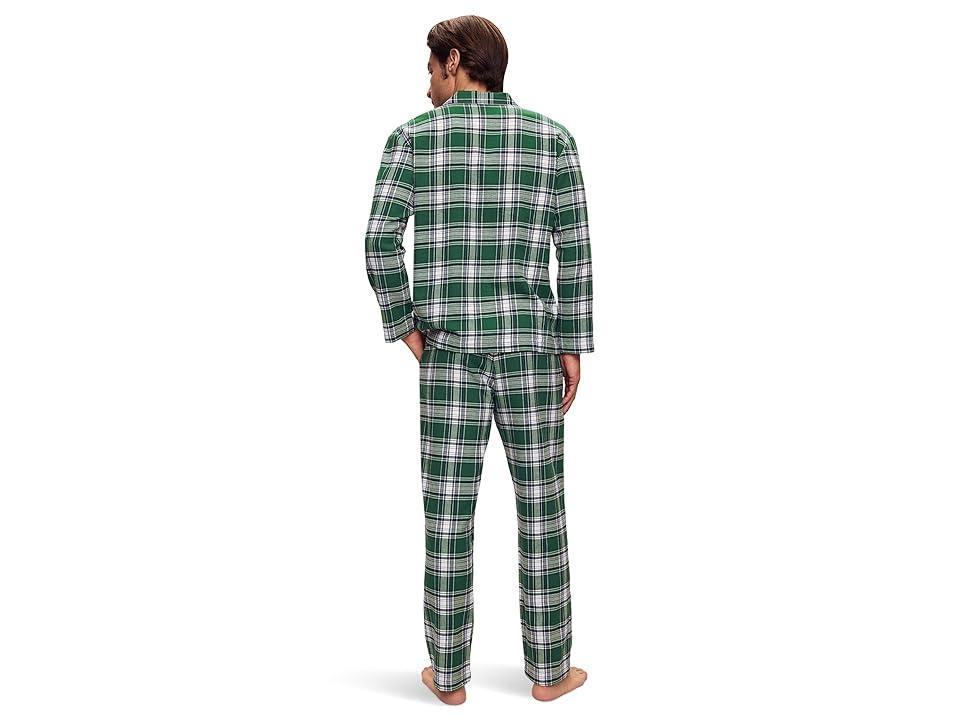 Eberjey Flannel Long PJ Set (Tartan Plaid Forest Green) Men's Pajama Sets Product Image