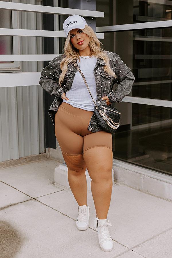 Favorite Adventure Butter Soft Biker Shorts In Camel Curves Product Image