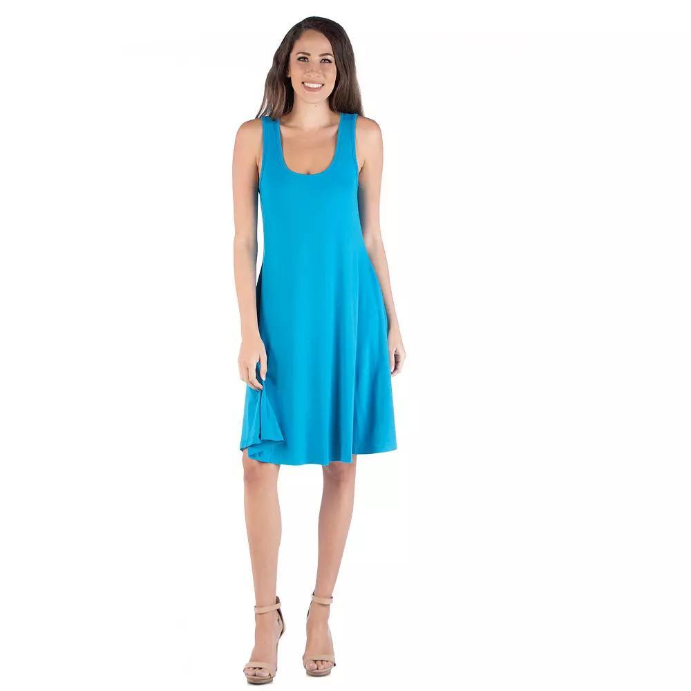 Women's 24seven Comfort Apparel Sleeveless A-Line Fit and Flare Dress, Size: Medium, Turquoise Product Image