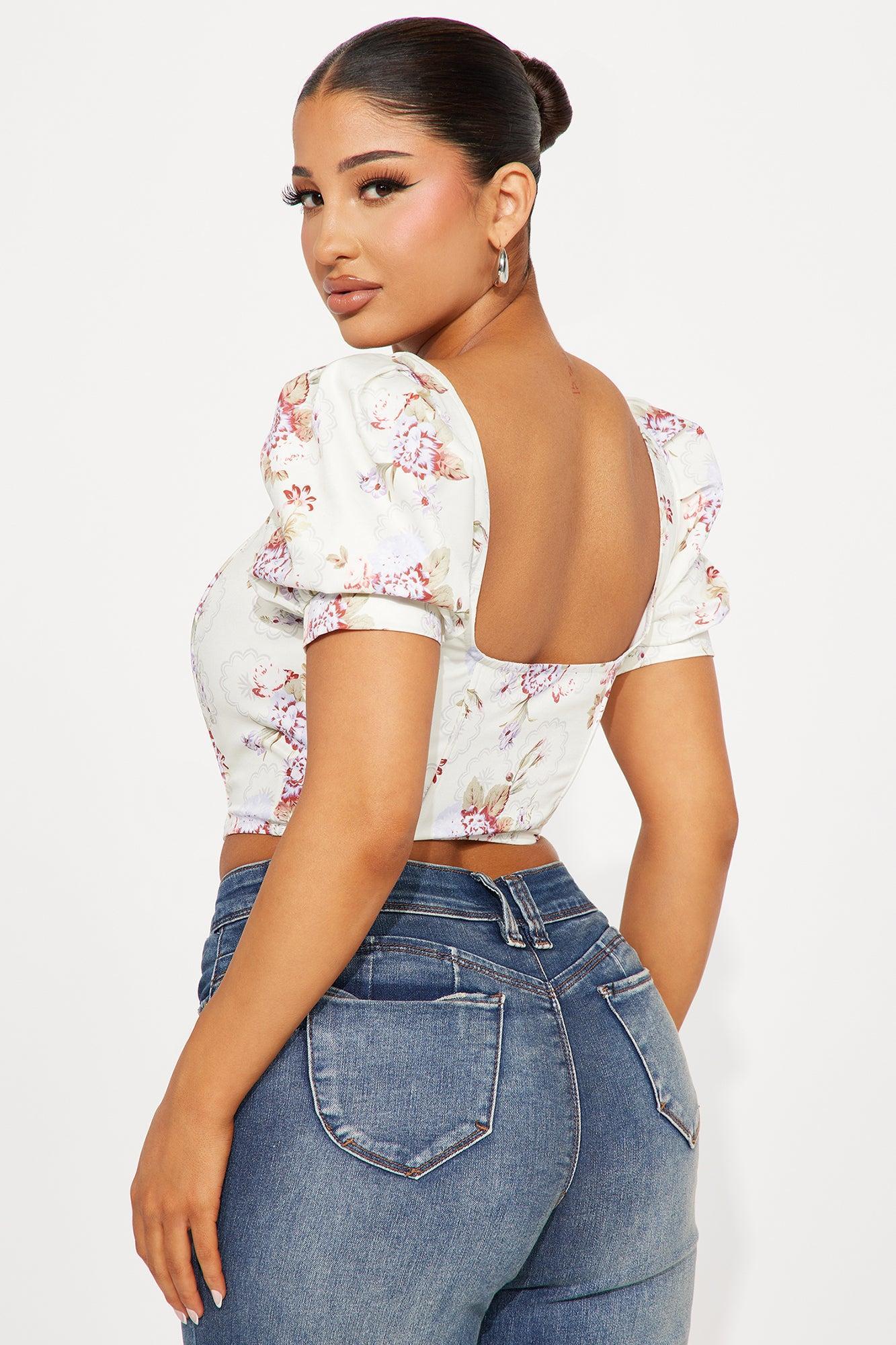 Meredith Floral Corset Top - White/combo Product Image