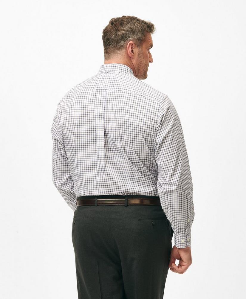 Big & Tall Stretch Supima® Cotton Non-Iron Pinpoint Oxford Ainsley Collar, Ticking  Check Dress Shirt Product Image