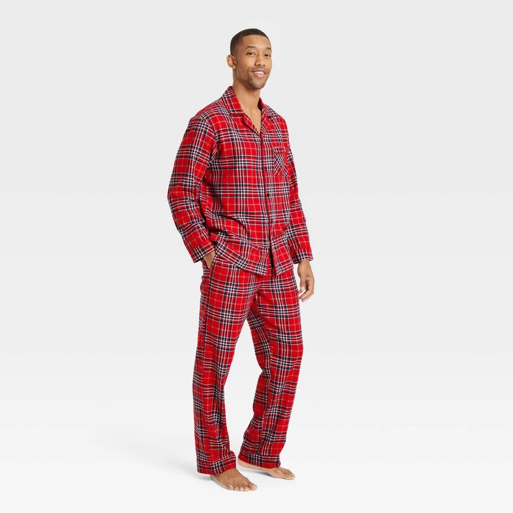 Mens Plaid Flannel Holiday Matching Family Pajama Set - Wondershop Red M Product Image