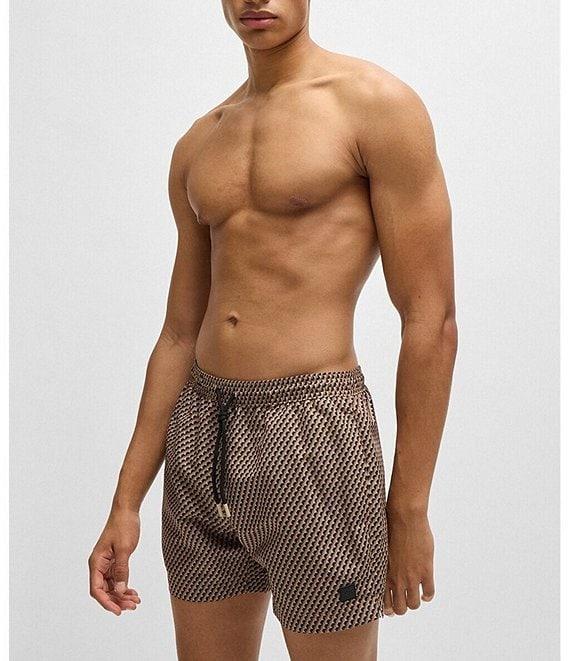 Hugo Boss Vibe Mini Pattern Printed 5#double; Inseam Swim Trunks Product Image